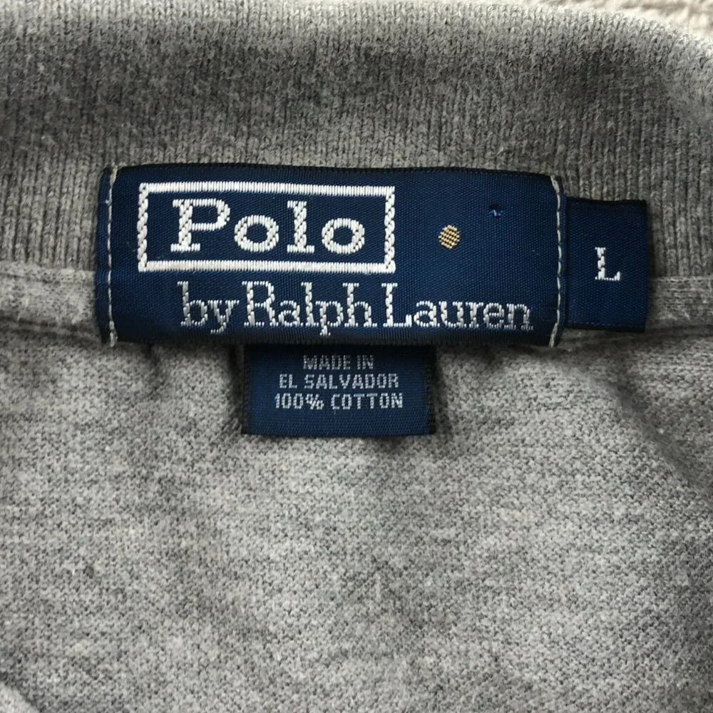 Polo Ralph Lauren Mens Polo Shirt Large Gray Long Sleeve Casual Classic Pullover